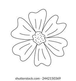 Cabeza de la flor del prado o de la margarita, elemento del diseño de la primavera, perfil del vector del estilo del doodle para el libro de colorear