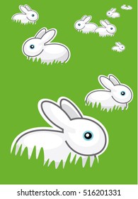 Meadow with easter bunnies