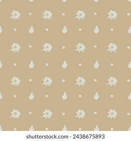 Meadow flowers, blooming composition with leaves and foliage. Nature spring flourishing motif for home decor or textile fabric. Seamless pattern, wallpaper print or background. Vector in flat style