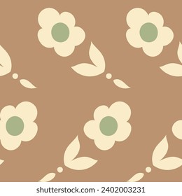 Meadow flowers in blossom with leaves and foliage, summer plants. Blooming flora adornment for wrapping paper or fabrics. Seamless pattern, wallpaper or background print. Vector in flat style