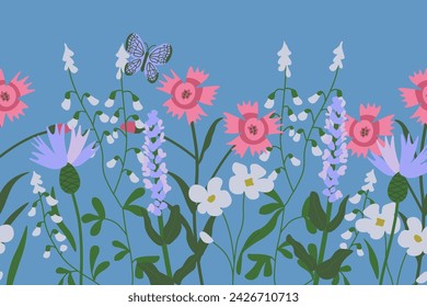 Fondo decorativo del vector de las flores del prado