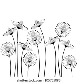 meadow flowers on white background