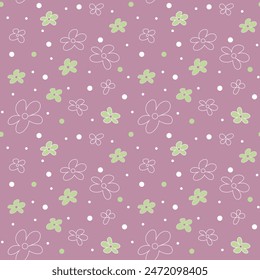 Meadow flowers seamless pattern. Flower seamless pattern. Simple floral texture. Small meadow plants. Summer botanical background. For fabric and texture