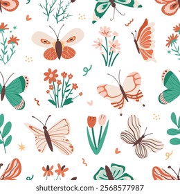 Meadow flowers seamless pattern, vector illustration flower summer field butterfly herbal kitchen towel romantic bud wildflower kitchen towel tablecloth dress for girls crib bumpers
