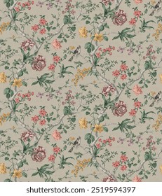 Meadow flowers seamless vector pattern. Surface design for shirts fabric.