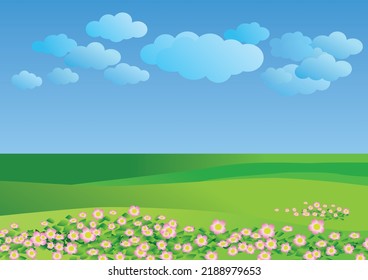 Parto y flores, ilustración vectorial
