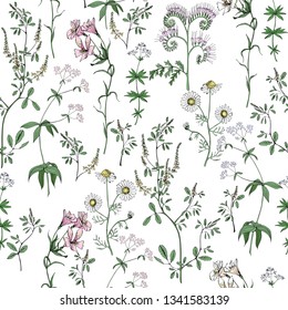 Meadow flowers vector seamless pattern