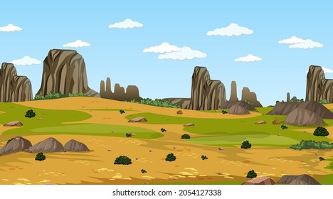 Meadow forest landscape at daytime scene illustration