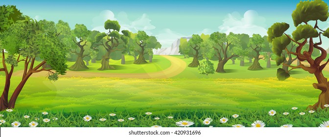 Meadow Forest Nature Landscape Vector Background Stock Vector (Royalty ...