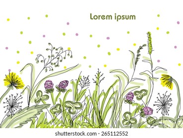 Meadow grass and flowers background