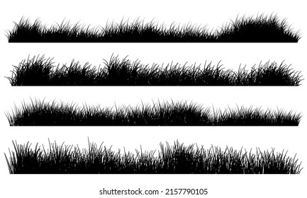 meadow grass landscape, in black silhouette