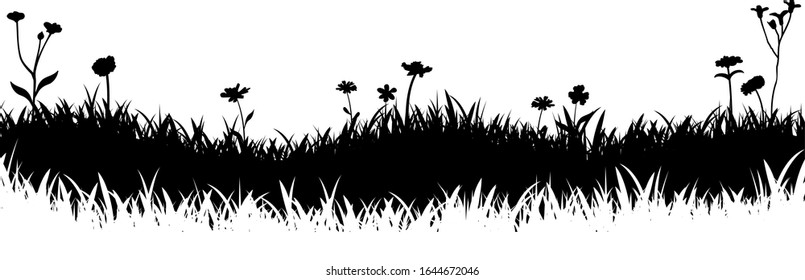 Meadow Grass Nature Silhouette Background Vector