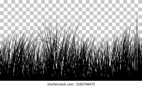 Meadow Grass Seamless Background. Cute Clean And Smooth Meadow Grass Border Design In Black Colors. All Object Are Separated. Vector Illustration. 