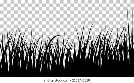 Meadow Grass Seamless Background. Cute Clean And Smooth Meadow Grass Border Design In Black Colors. All Object Are Separated. Vector Illustration. 