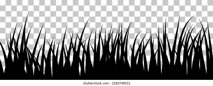 Meadow Grass Seamless Background. Cute Clean And Smooth Meadow Grass Border Design In Black Colors. All Object Are Separated. Vector Illustration. 