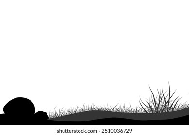 meadow ground landscape silhouette with white background