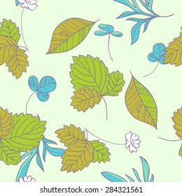 meadow herbs. hand drawn seamless pattern