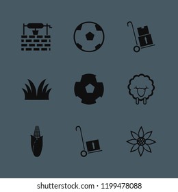 meadow icon. meadow vector icons set sheep, water well, corn and handcart