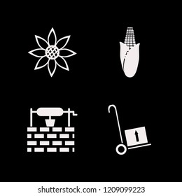 meadow icon. meadow vector icons set water well, corn, handcart and sunflower