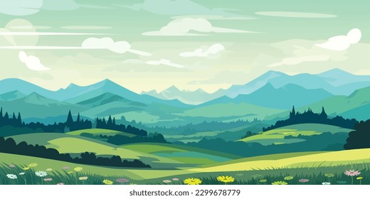 Meadow Mountainscape  A Serene Summer Landscape