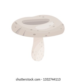 Meadow mushroom or agaricus campestris. Edible fungus. Natural product. Cooking ingredient. Flat vector icon