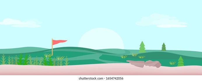 Meadow panorama vector illustration with abstract background graphic design 
