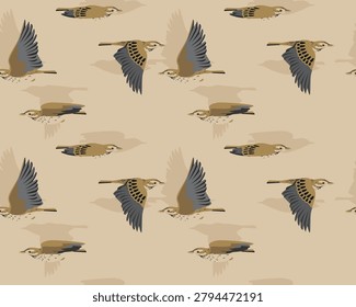 Meadow Pipit Bird Flying Seamless Pattern Background