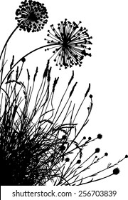 Meadow plants silhouettes