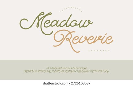 Meadow Reverie encantadora fuente de escritura dúo con sensación orgánica natural para la marca de jardín y estilo de vida