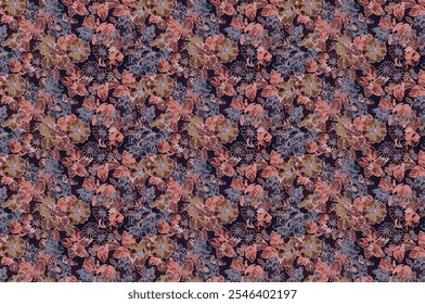 meadow seamless pattern. Plant background for fashion, wallpapers, print. A lot of different flowers on the field. Liberty style millefleurs. Trendy floral design