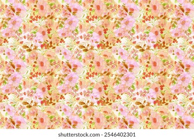 meadow seamless pattern. Plant background for fashion, wallpapers, print. A lot of different flowers on the field. Liberty style millefleurs. Trendy floral design
