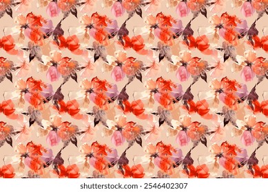 meadow seamless pattern. Plant background for fashion, wallpapers, print. A lot of different flowers on the field. Liberty style millefleurs. Trendy floral design