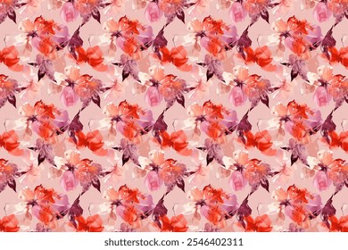 Prado sin patrón. Fondo de la planta para la moda, Fondos de pantalla, impresión. Muchas flores diferentes en el campo. Millefleurs estilo Liberty. Diseño floral de moda