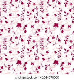 Meadow seamless pattern with a lot of spring and summer flowers. There are bug and butterfly. There are garden and forest flowers such as marigold, snowdrop and forget-me-not