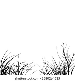 meadow silhouette with reeds and grass diversity