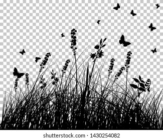 Weidensilhouette mit Transparenzgitter auf der Rückseite. Vektorgrafik.