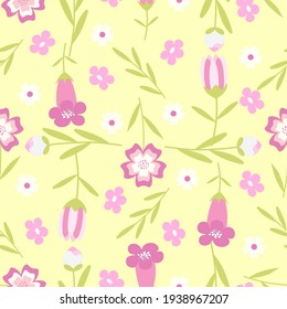 Meadow spring flowers seamless vector pattern design. Textile and fabric. Card print.
