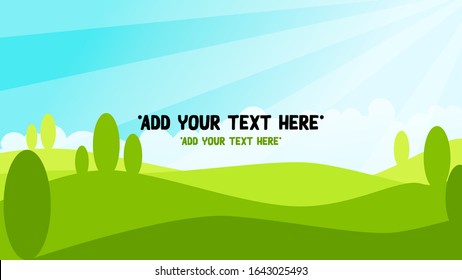 Meadow summer landscape poster template. Vector illustration.