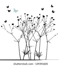 Meadow in summertime, plant vector