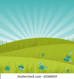 Meadow at sunrise background for greetings card (EPS10)