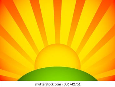 Meadow or sunrise / dawn. Simple vector landscape.