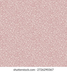 O Prado. Vintage Floral padrão sem emenda. Silhuetas de flores silvestres Rosa e branco