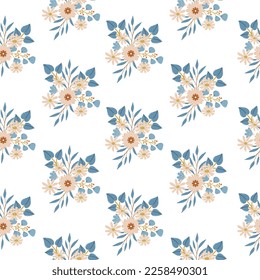 Meadow Wildflower seamless pattern. Creative floral design. Blooming meadow background. Vector pattern for various surface. Blossom floral seamless print.