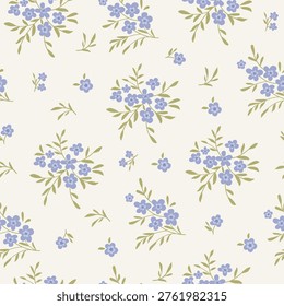 Meadow wildflower seamless pattern. Creative floral design. Vector pattern for various surface. Blooming meadow background. Blossom floral seamless print.
