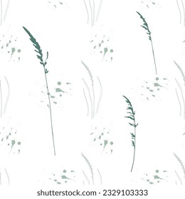 Patrón vectorial sin costuras de flor silvestre pradera. Fondo floral botánico Boho. Ilustración de flores y hierbas de campo delgadas, adorno