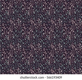 Meadow. Wildflowers pattern. Seamless pattern with herbs for design. Cute flowers. Dark background. Modern floral background. The elegant the template for fashion prints