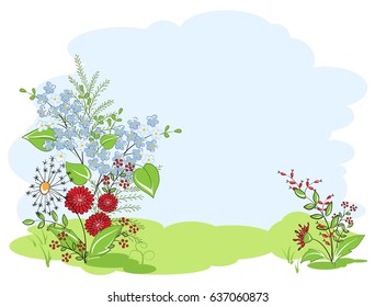 Meadow of wildflowers. Vector background