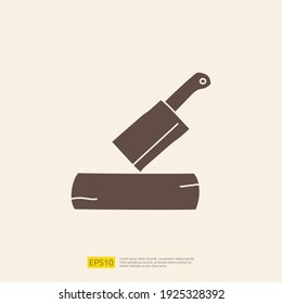 meal big knife on cutting wood board doodle icon for cooking concept. Solid glyph sign symbol vector illustration