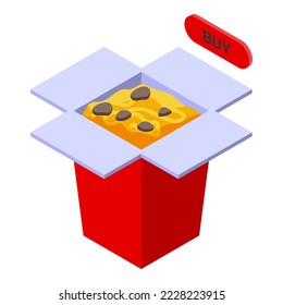 Meal box delivery icon isometric vector. Online app. Food fast deliver