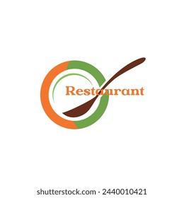 Meal Breaks Vector Line Icon - Plate Spoon restaurant logo design clipart